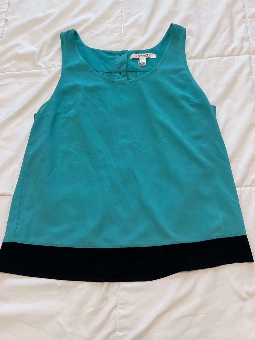 Forever 21 Teal and Black Colorblock Tank